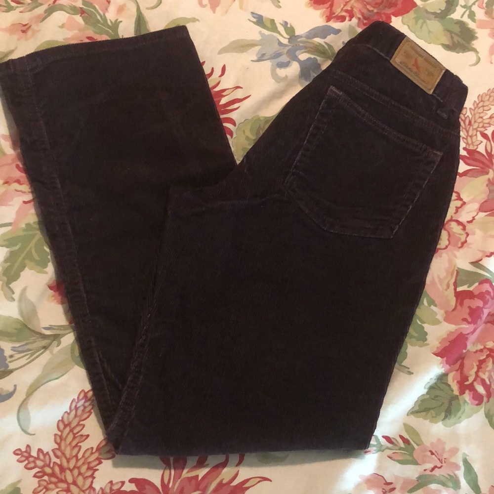 Vintage Eddie Bauer Size 6 Petite Deep Eggplant Corduroy Stretchy Casual Cozy